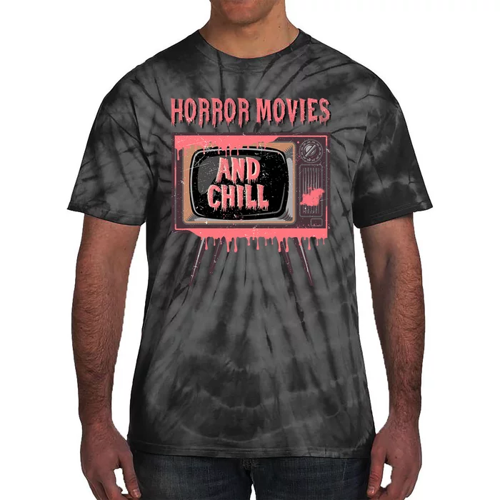 Halloween Television Horror Movies And Chill Creepy Film Tie-Dye T-Shirt