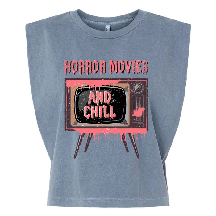 Halloween Television Horror Movies And Chill Creepy Film Garment-Dyed Women's Muscle Tee