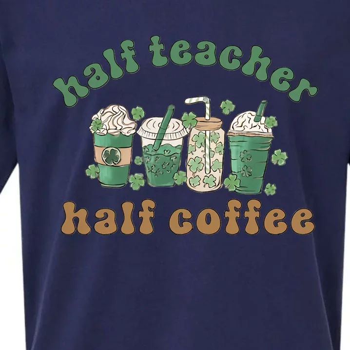 Half Teacher Half Coffee Latte Cute Coffee Sueded Cloud Jersey T-Shirt