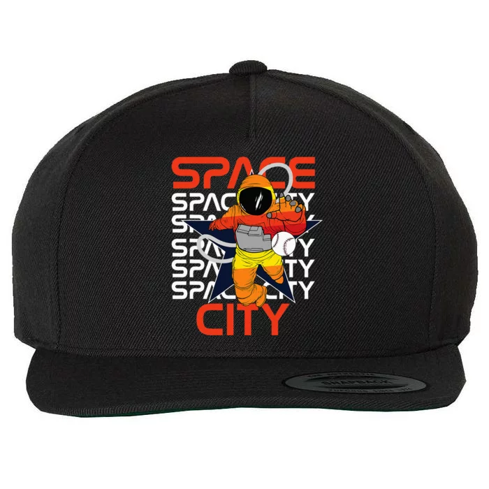 H Town Houston Space City Vintage Baseball Astronaut Wool Snapback Cap