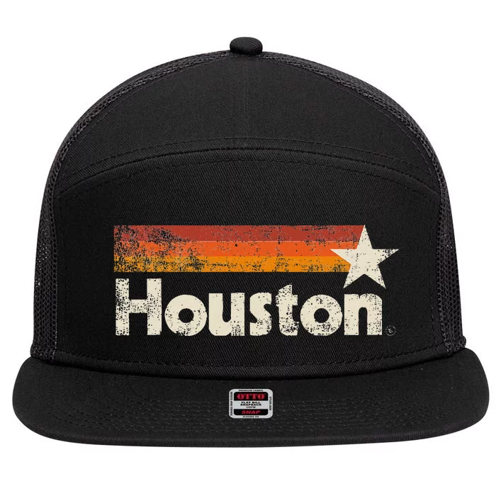 Houston Texas Houston Stripes Strong Old 70s 80s 90s 7 Panel Mesh Trucker Snapback Hat