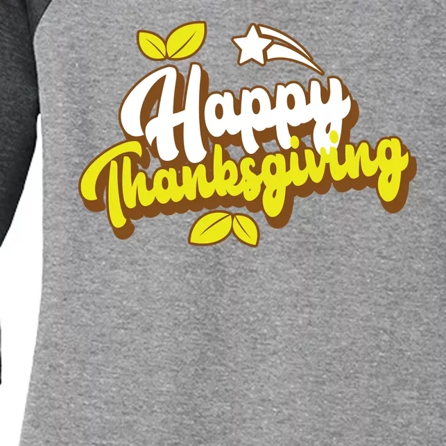 Happy Thanksgiving Holiday Cute Women's Tri-Blend 3/4-Sleeve Raglan Shirt