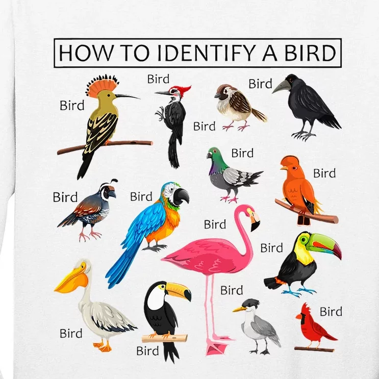 How To Identify A Bird Birds Lover Nature Birdwatcher Tall Long Sleeve T-Shirt