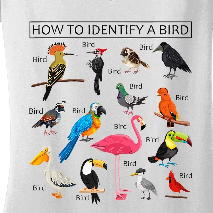 How To Identify A Bird Birds Lover Nature Birdwatcher Women's V-Neck T-Shirt