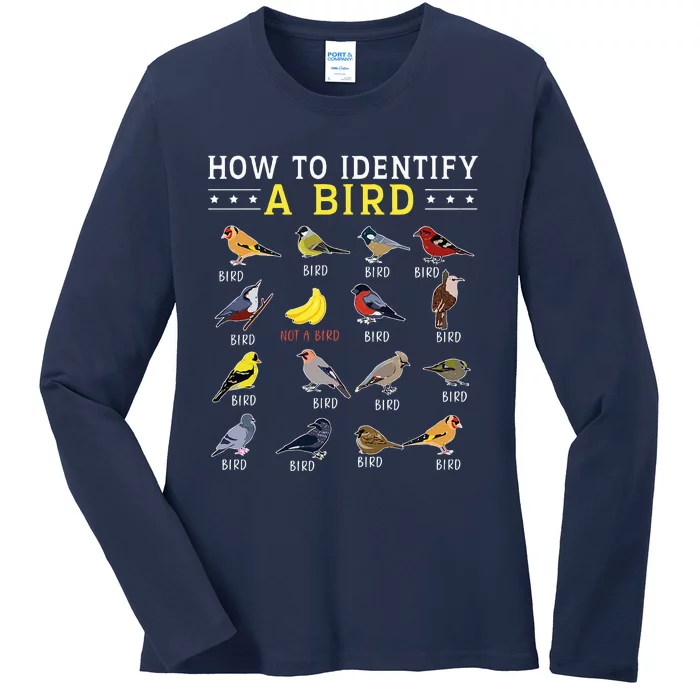 How To Identify A Bird Bird Watcher Bird Lover Ladies Long Sleeve Shirt