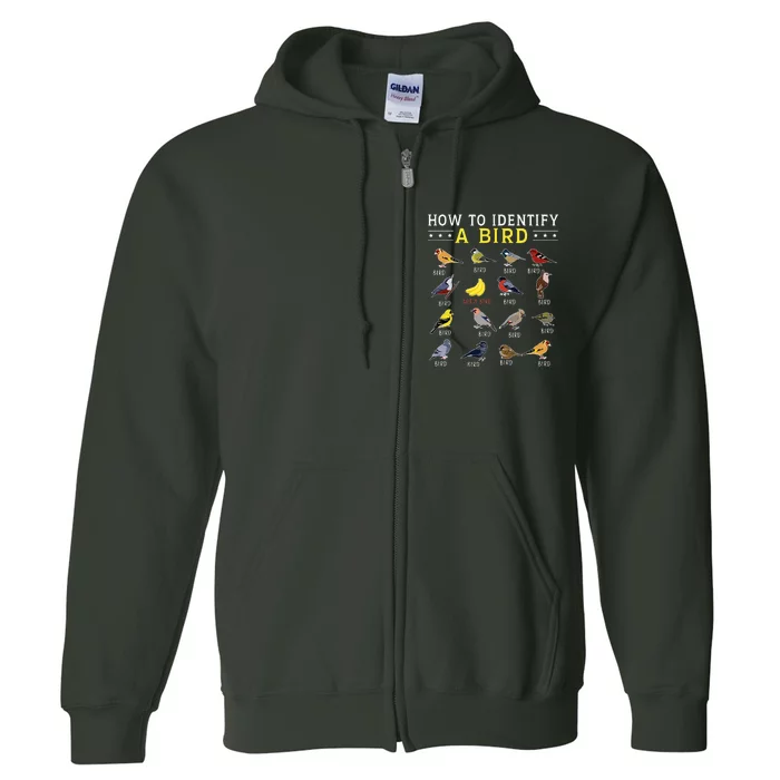 How To Identify A Bird Bird Watcher Bird Lover Full Zip Hoodie