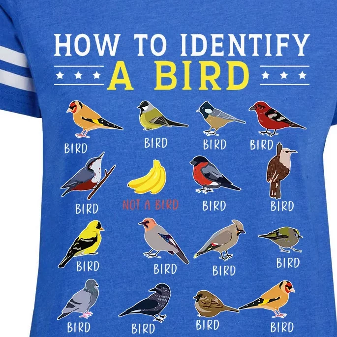 How To Identify A Bird Bird Watcher Bird Lover Enza Ladies Jersey Football T-Shirt