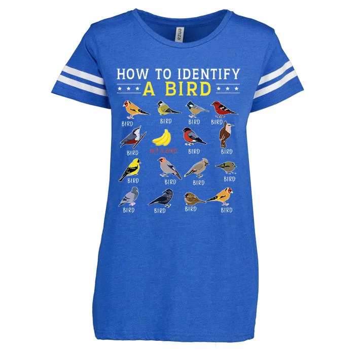 How To Identify A Bird Bird Watcher Bird Lover Enza Ladies Jersey Football T-Shirt