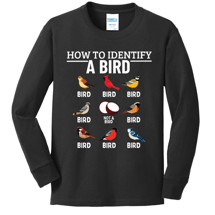 How To Identify A Bird Funny Bird Watching Kids Long Sleeve Shirt