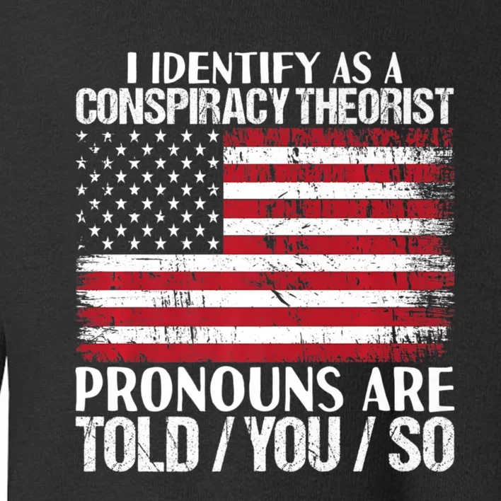 Hot Trend I Identify As A Conspiracy Theorist Pronouns Are Told You So Toddler Sweatshirt