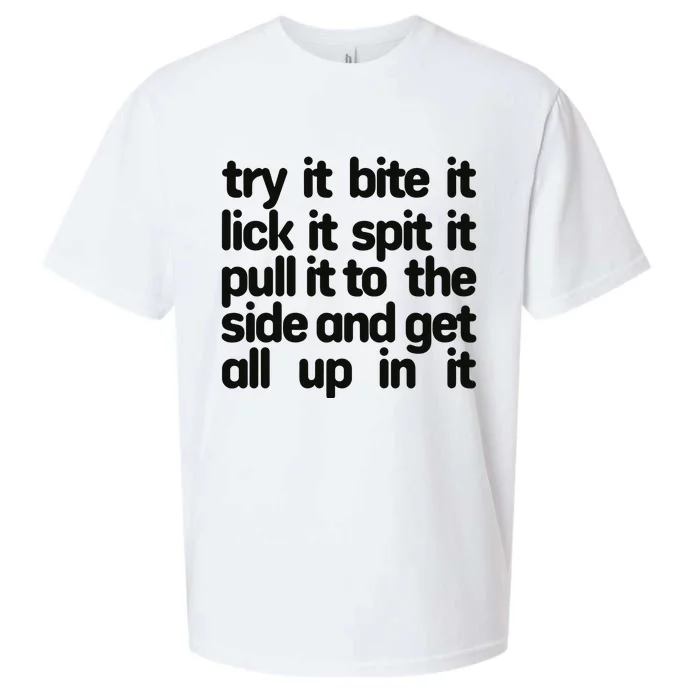 Hard222soft Try It Bite It Lick It Spit It Pull It To The Side And Get All Up In Sueded Cloud Jersey T-Shirt