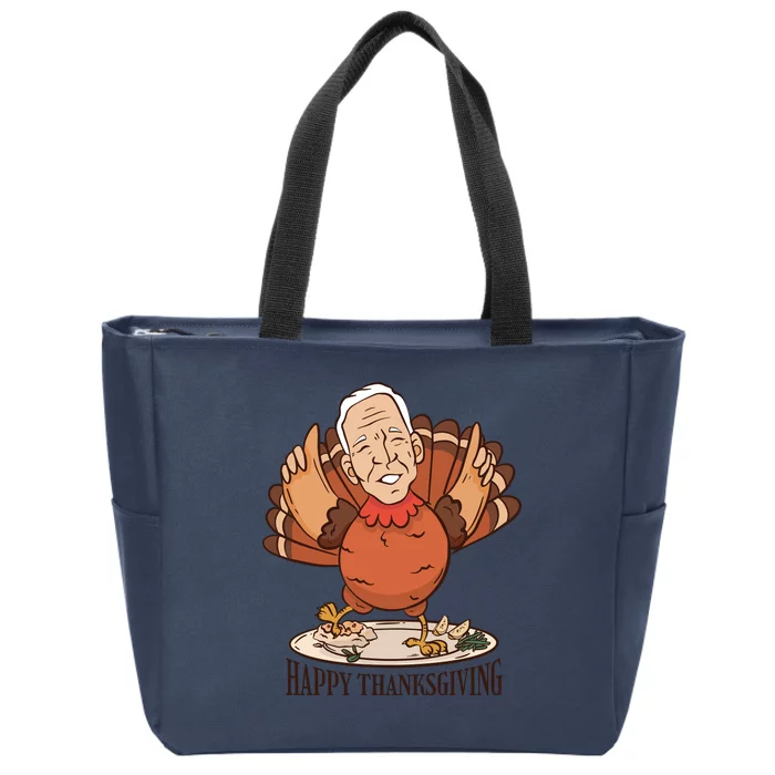 Happy Thanksgiving Joe Bide Turkey Zip Tote Bag