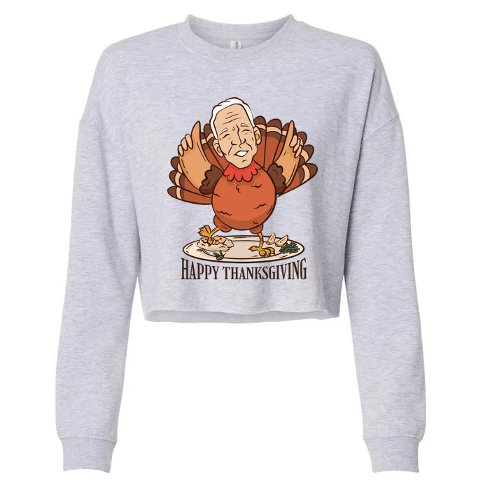 Happy Thanksgiving Joe Bide Turkey Cropped Pullover Crew