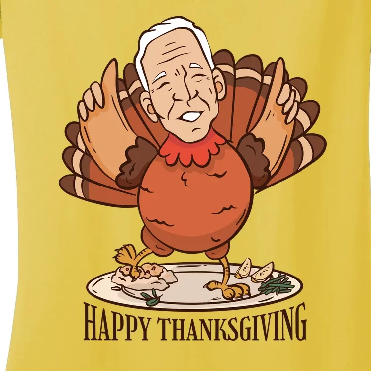 Happy Thanksgiving Joe Bide Turkey Women's V-Neck T-Shirt