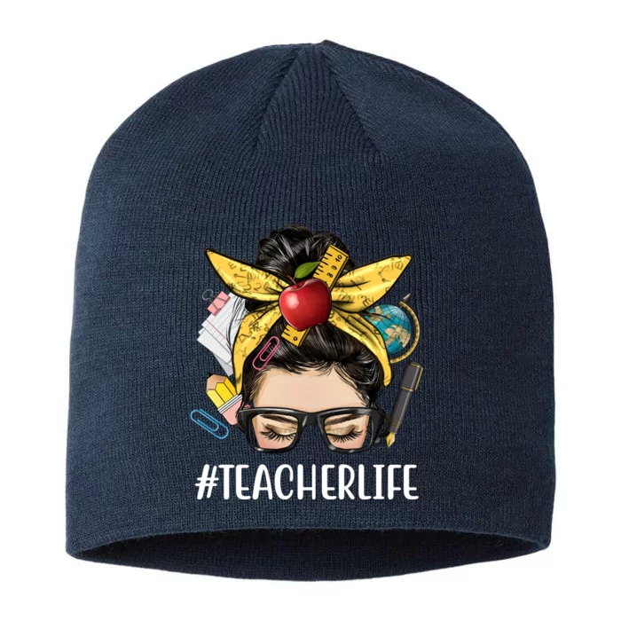 Hashtag Teacher Life Hair Bun Gift For Teacher 8 1/2in Sustainable Knit Beanie