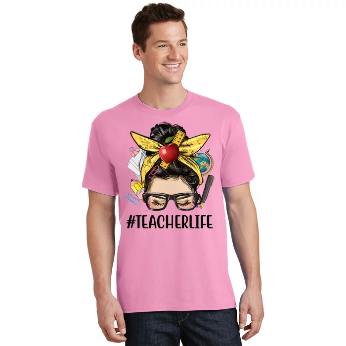 Hashtag Teacher Life Hair Bun Gift For Teacher T-Shirt