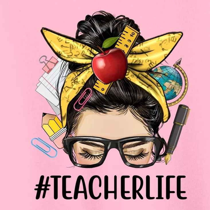 Hashtag Teacher Life Hair Bun Gift For Teacher Toddler T-Shirt