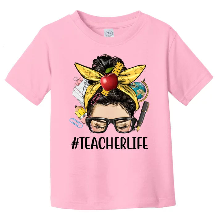 Hashtag Teacher Life Hair Bun Gift For Teacher Toddler T-Shirt