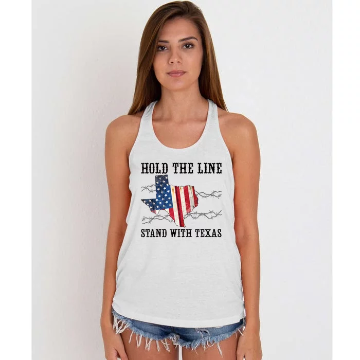 Hold The Line Stand With Texas Women's Knotted Racerback Tank