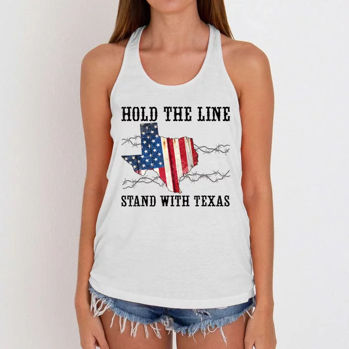 Hold The Line Stand With Texas Women's Knotted Racerback Tank