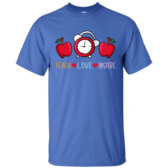 Hearts Teach Love Inspire Teachers Gift Tall T-Shirt