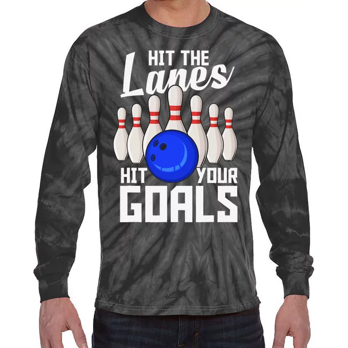 Hit The Lanes Hit Your Goals Bowling Tie-Dye Long Sleeve Shirt