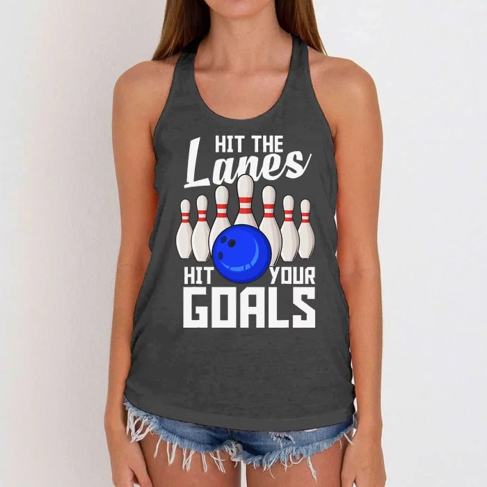 Hit The Lanes Hit Your Goals Bowling Women's Knotted Racerback Tank