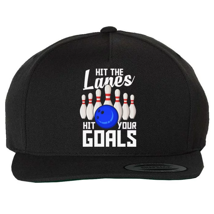 Hit The Lanes Hit Your Goals Bowling Wool Snapback Cap