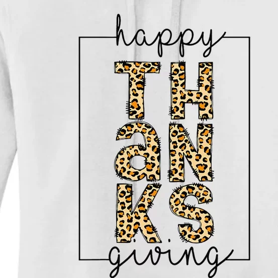 Happy Thanksgiving Leopard Autumn Fall Thankful Holiday Women's Pullover Hoodie