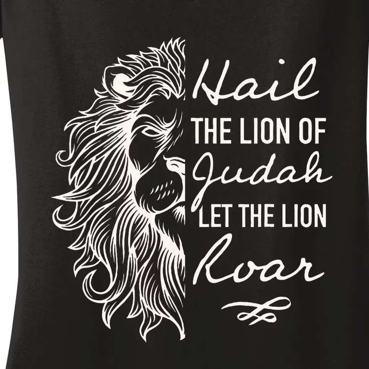 Hail The Lion Of Judah Women's V-Neck T-Shirt