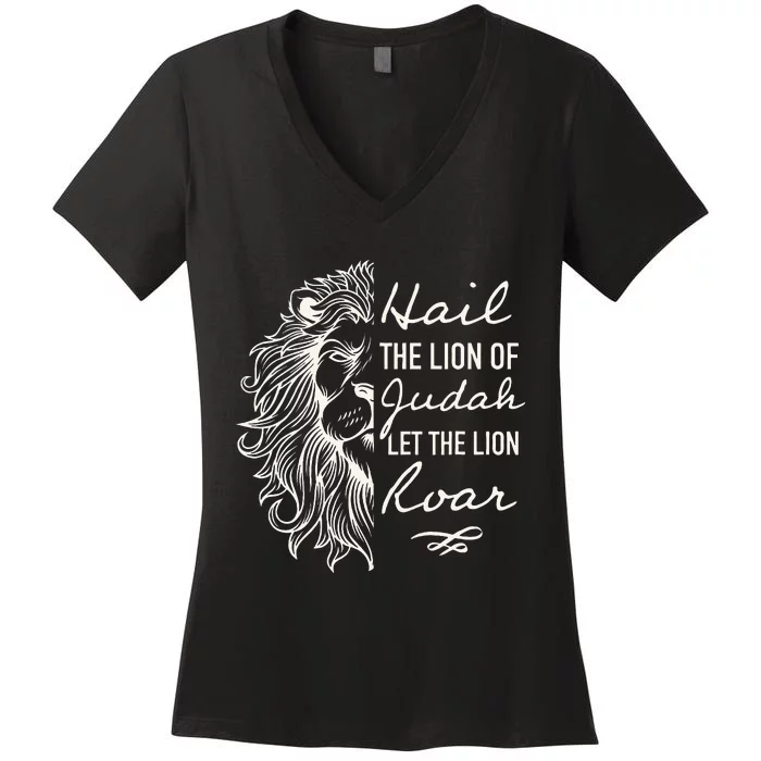 Hail The Lion Of Judah Women's V-Neck T-Shirt