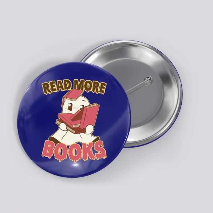 Halloween Teacher Librarian Boooks Ghosts Reading Book Gift Button