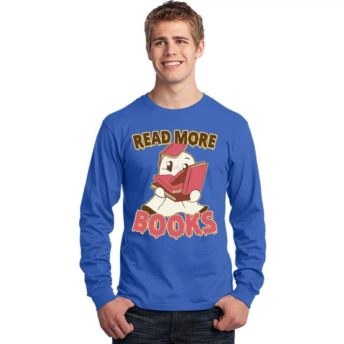 Halloween Teacher Librarian Boooks Ghosts Reading Book Gift Tall Long Sleeve T-Shirt