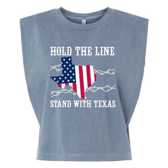 Hold The Line Stand With Texas Flag Usa State Of Texas Garment-Dyed Women's Muscle Tee