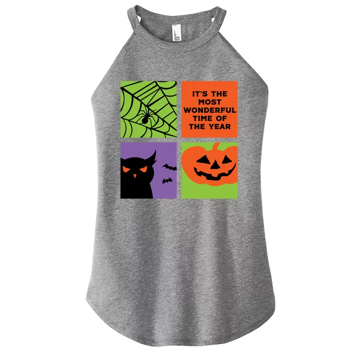 Halloween The Most Wonderful Time Of The Year Vintage Art Gift Women’s Perfect Tri Rocker Tank