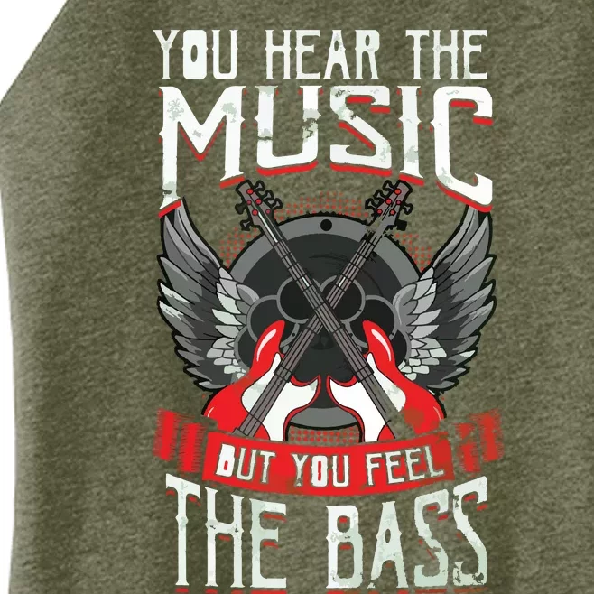 Hear The Music Feel The Bass Player Bassist Guitarist Gift Women’s Perfect Tri Rocker Tank