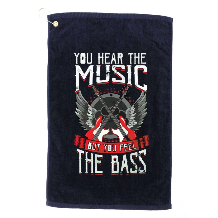 Hear The Music Feel The Bass Player Bassist Guitarist Gift Platinum Collection Golf Towel