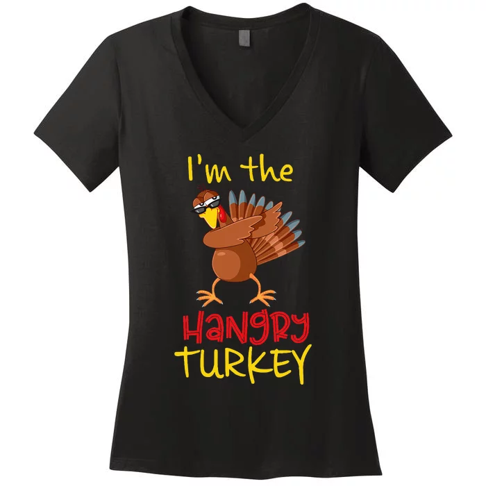 Hangry Turkey Matching Family Group Thanksgiving Party Women's V-Neck T-Shirt