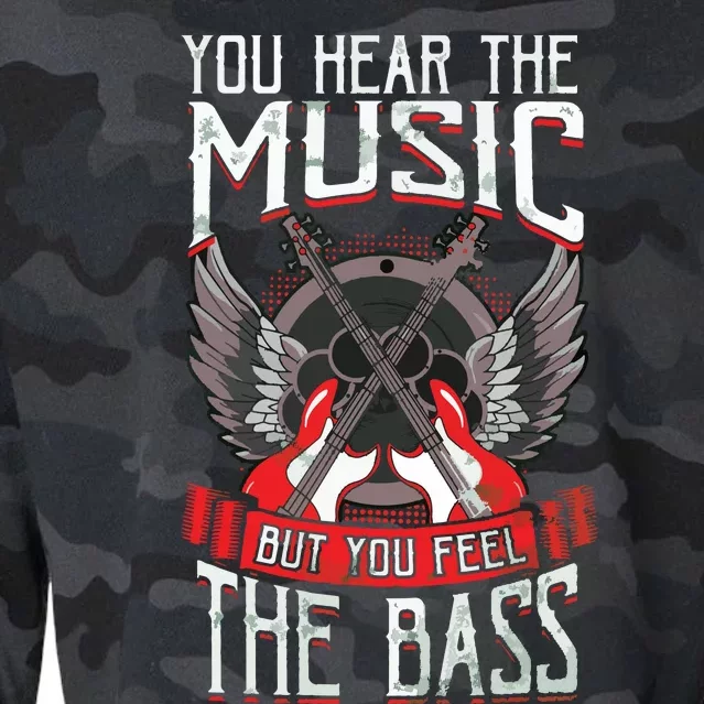 Hear The Music Feel The Bass Player Bassist Guitarist Gift Cropped Pullover Crew