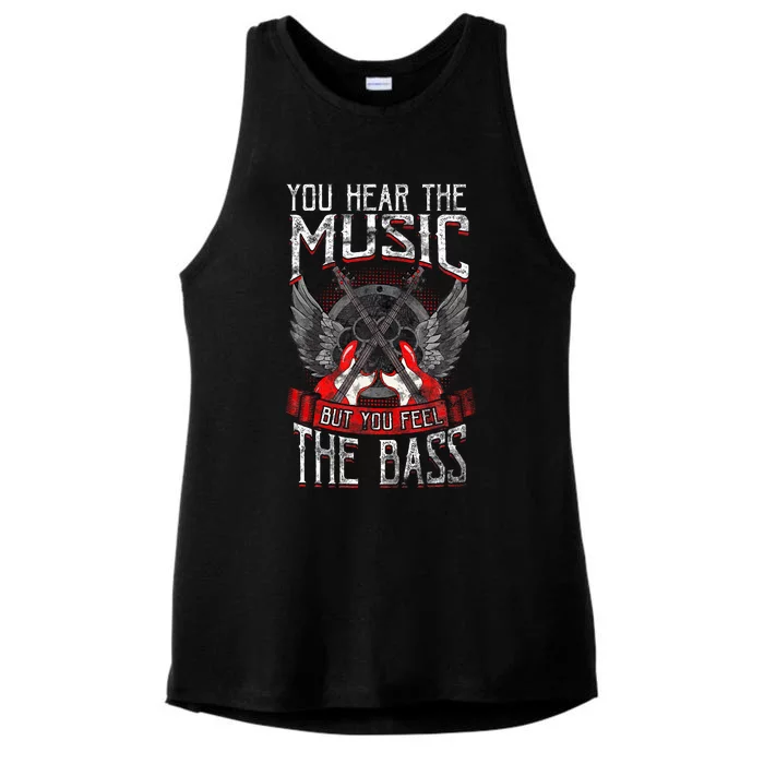 Hear the Music Feel the Bass Player Bassist Guitarist Gift Ladies Tri-Blend Wicking Tank