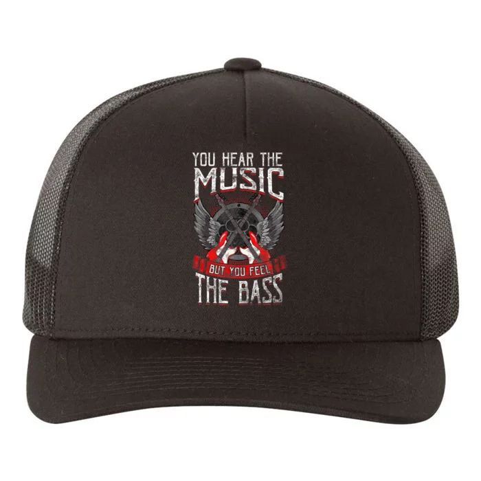 Hear the Music Feel the Bass Player Bassist Guitarist Gift Yupoong Adult 5-Panel Trucker Hat