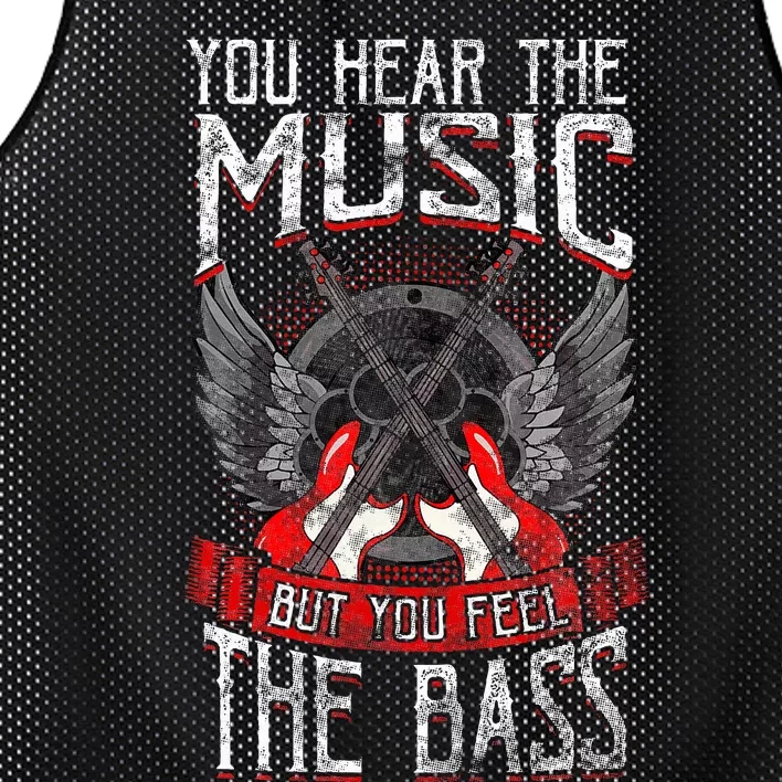 Hear the Music Feel the Bass Player Bassist Guitarist Gift Mesh Reversible Basketball Jersey Tank