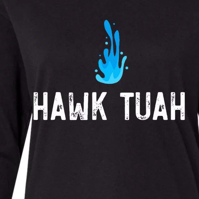 Hawk Tuah Meme Hawk Tuah Viral Saying Hawk Tuah Womens Cotton Relaxed Long Sleeve T-Shirt