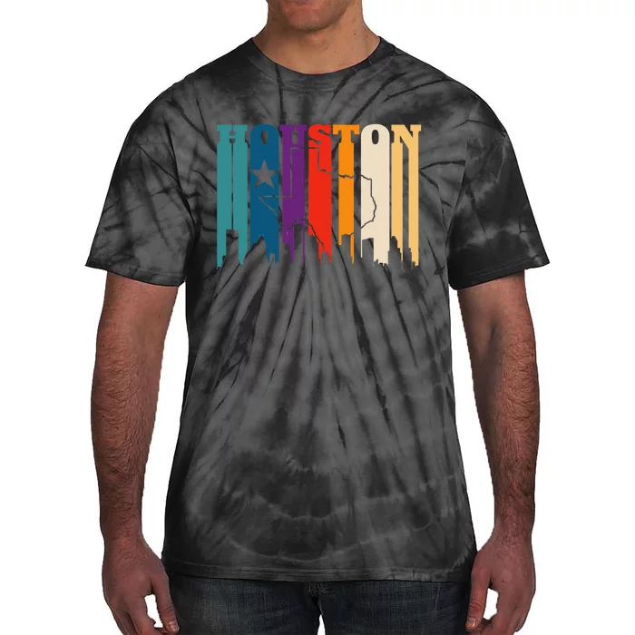 Houston Texas Map Skyline Gift Texas Home State Souvenir Tie-Dye T-Shirt