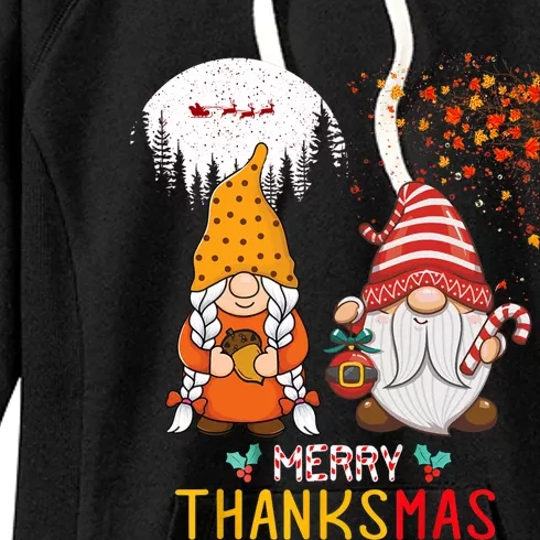 Happy Thanksgiving Merry Christmas Happy Thanksmas Gnome Women's Fleece Hoodie