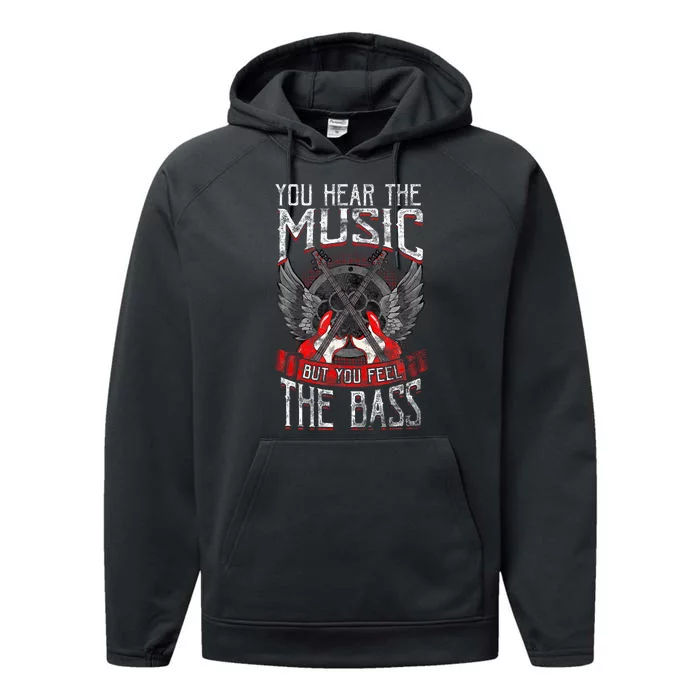 Hear The Music Feel The Bass Player Bassist Guitarist Gift Performance Fleece Hoodie