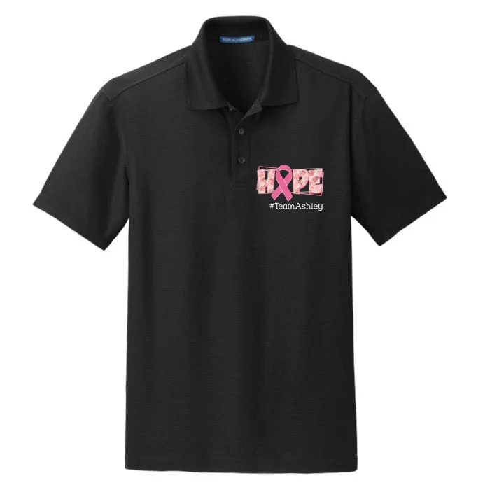 Hope Team Name Custom Breast Cancer Awareness Dry Zone Grid Performance Polo