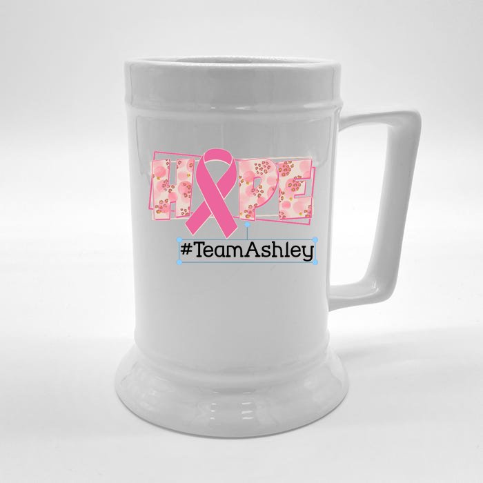 Hope Team Name Custom Breast Cancer Awareness Front & Back Beer Stein