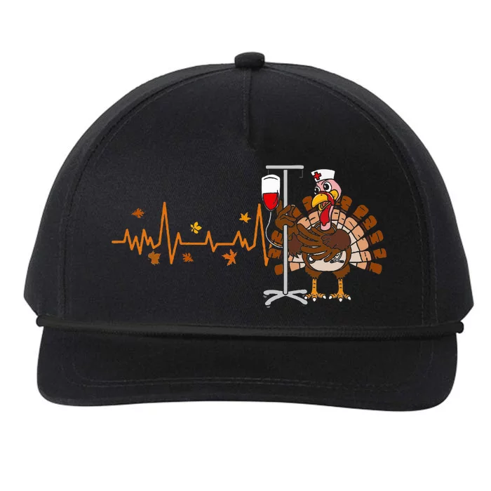 Heartbeat Turkey Nurse Thanksgiving Snapback Five-Panel Rope Hat