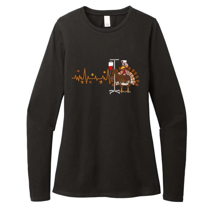 Heartbeat Turkey Nurse Thanksgiving Womens CVC Long Sleeve Shirt